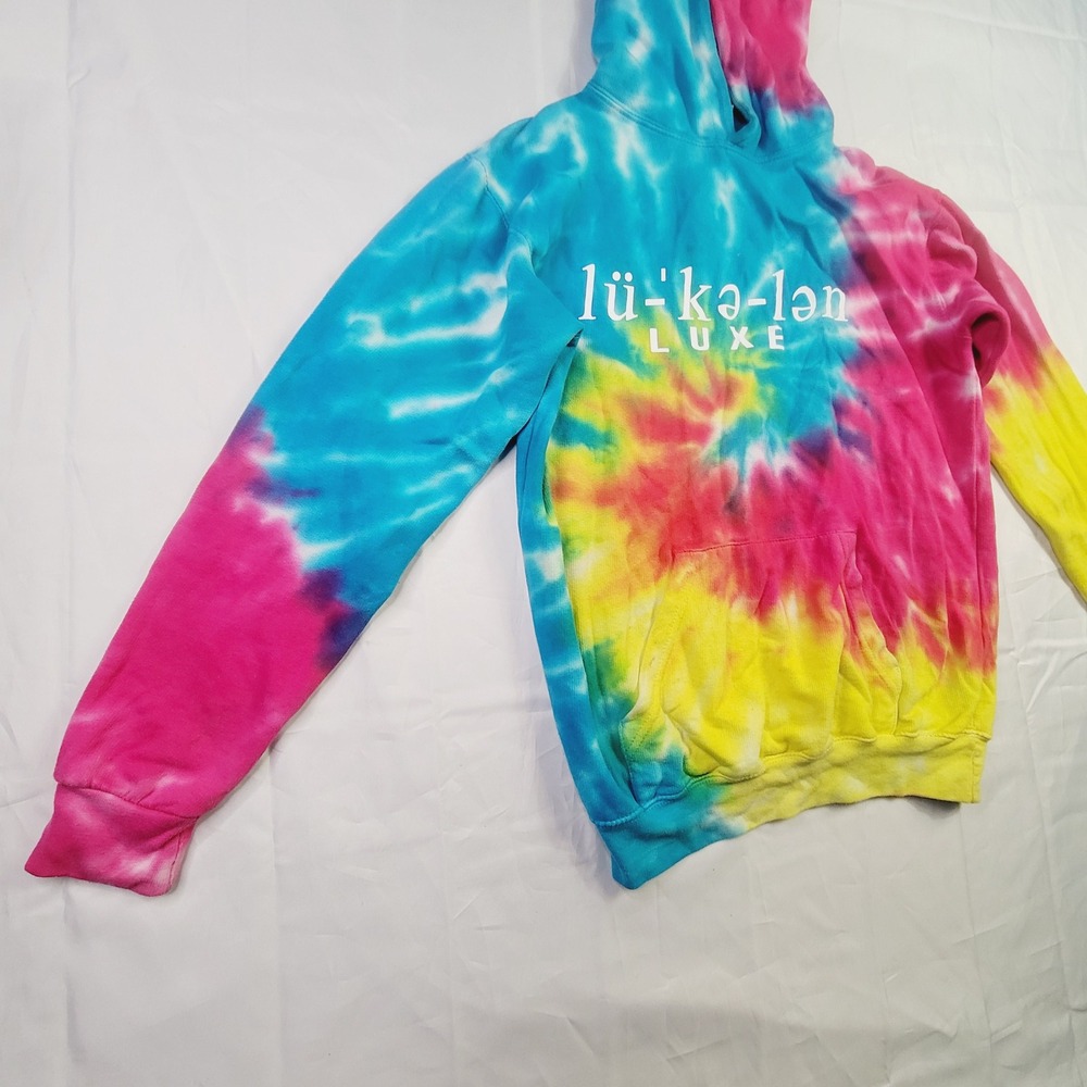 Lu-ke-len Luxe Kids Tie Dye Pullover Hoodie Large 14-16 Multi-Color K76 - Picture 4 of 14